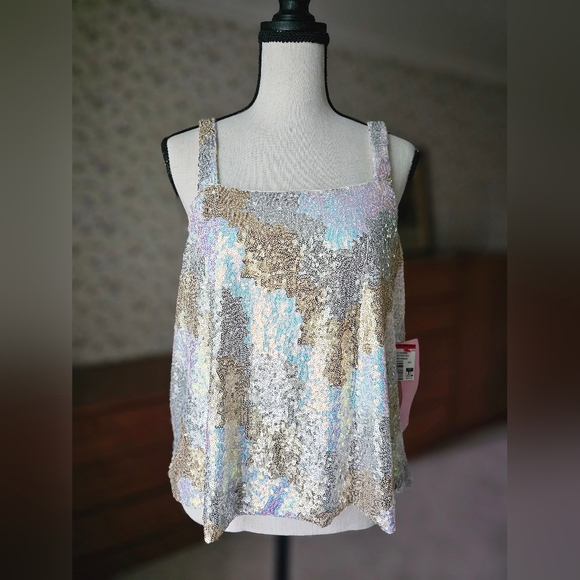 Anthropologie X Porridge Tahullah Gold Silver Sequin Tank Festival Party XL - Picture 1 of 7